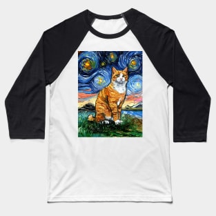 Orange Tuxedo Tabby Night Baseball T-Shirt